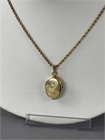 16'' 14K Yellow Gold Rope Necklace & Locket