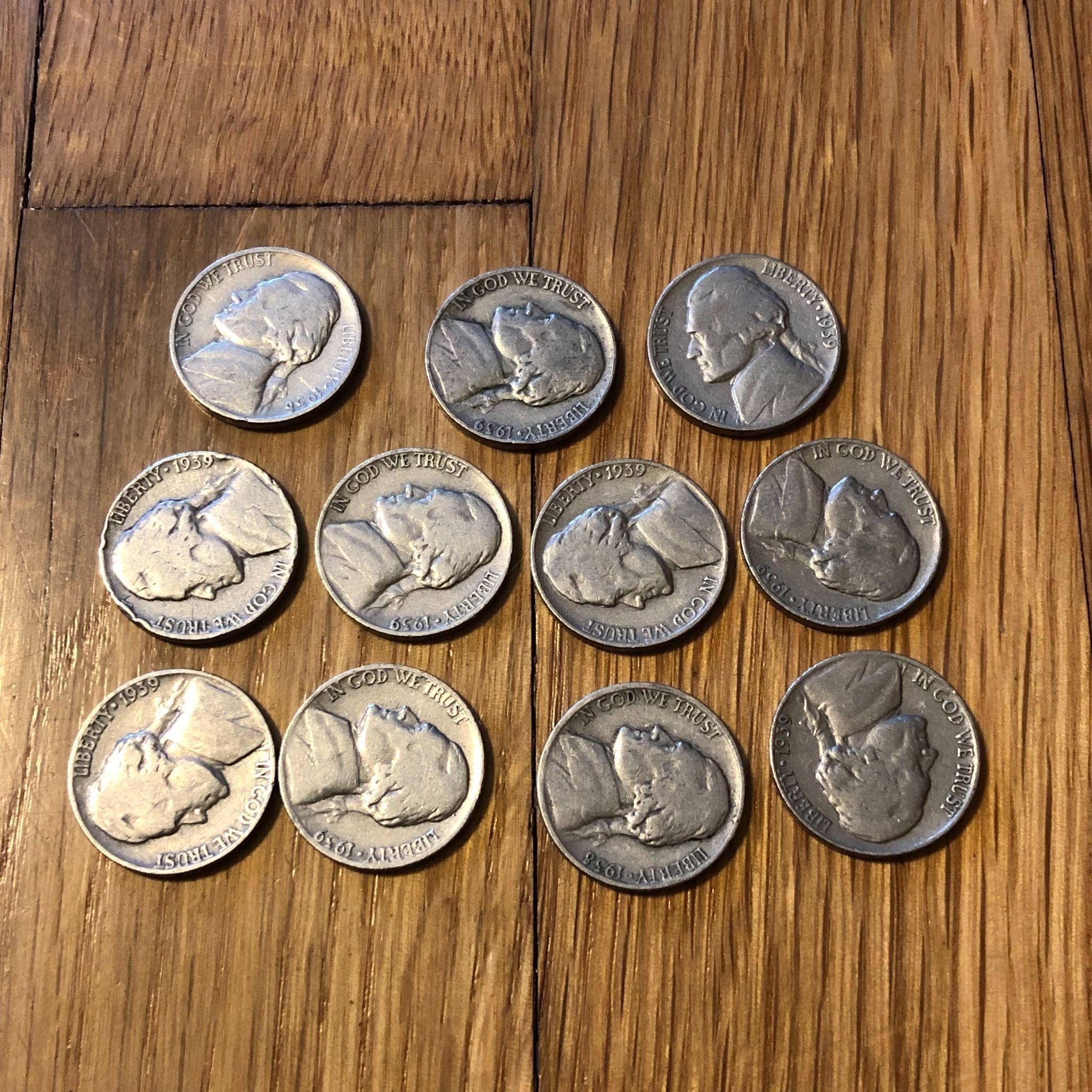 (11) 1930's Jefferson Nickel Coins
