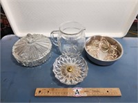 Pitcher, Lidded Candy Dish, & Bowls