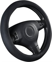 Suede Universal Steering Wheel Cover - Black