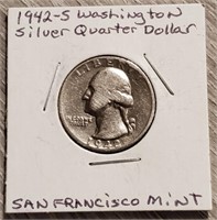 1942-S Silver Washington Quarter