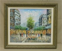 European Streetscape Oil on Canvas, Signed.