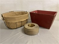 Metal Basket, Wood Crate, Wood Candle Base