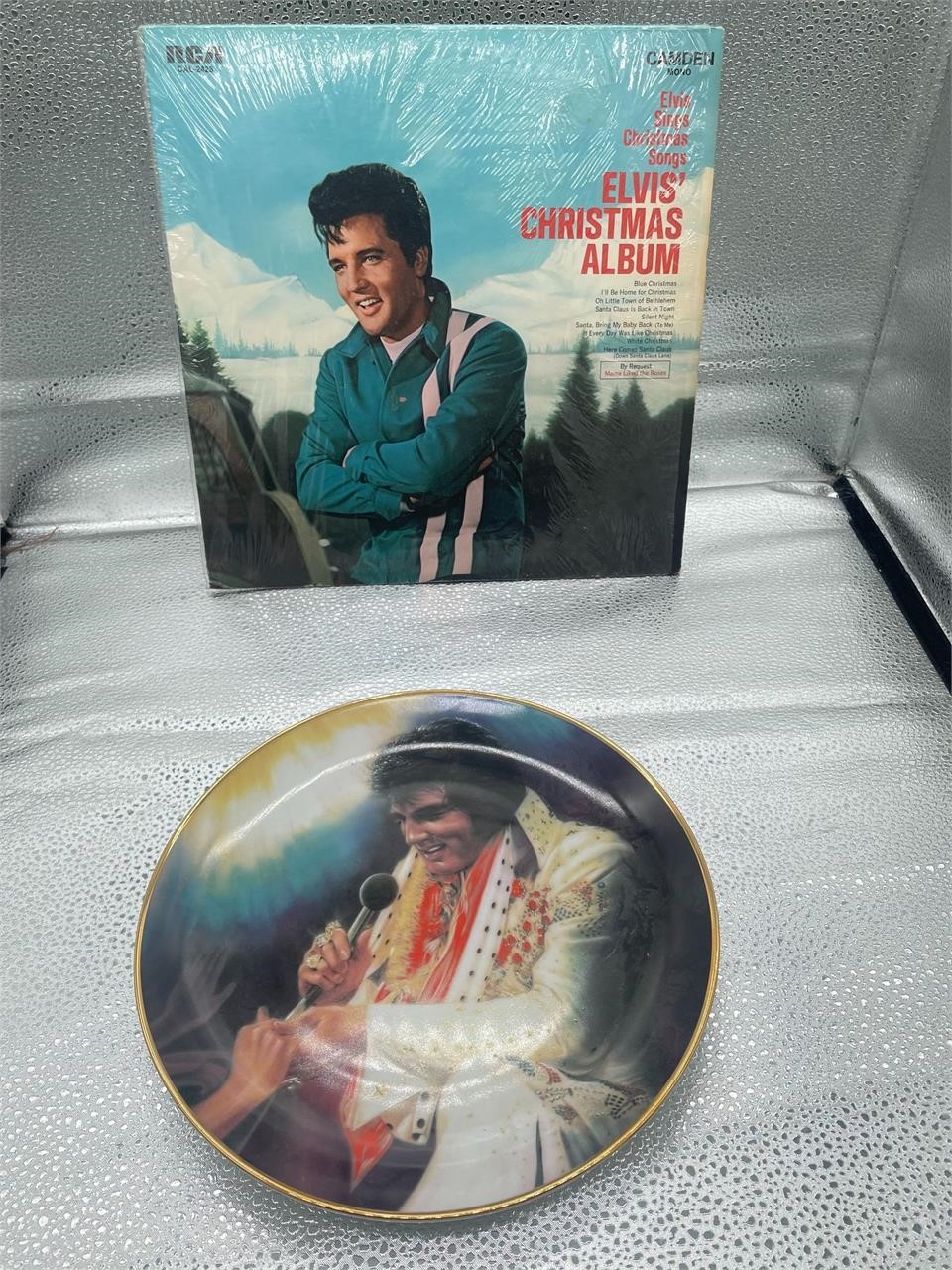 Elvis plate and Christmas album