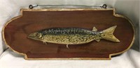 Folk Art Michigan Pike Fish Plaque