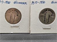 2-Silver Standing Liberty Quarters