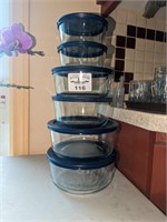 Pyrex glass covered storage bowls