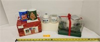 Christmas coffee cup set, sugar and creamer set