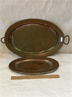 2 Vintage Oval Copper Trays