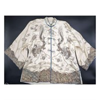Antique Chinese Embroidered Silk Shirt With Drago