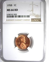 1958 Cent NGC MS66 RD