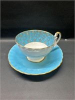 Aynsley Turquoise Blue & Gilt Cup & saucer