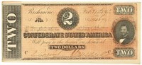 1864 OBSOLETE CSA $2 BANKNOTE UNC