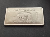 ( 1 ) ONE Troy Oz .999 Fine Titanium Bullion Bar