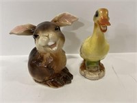 Vintage Easter duck & bunny porcelain figures