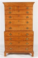 18th C. American Curly Maple Chest on Chest
