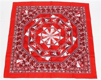 Hermes, "Fleurs d'Hiver" Silk Scarf in Red