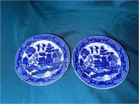 2 Small Blue & White Asian Plates Made in Japan