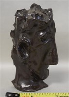Handmade Pottery Mans Face Profile Figure 3 5/8"