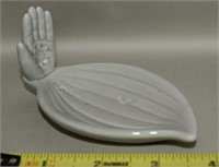 Contempo Grey Ceramic Hand & Leaf Small Tray