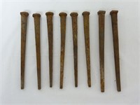 Lot of 8 ~ 5" Long Iron Spike Nails