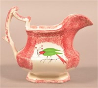Red Spatter China Parrot Pattern Paneled Cream Pit