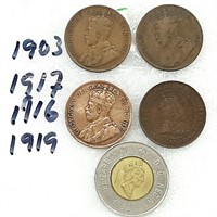4 pièces GROS SOUS du CANADA 1903-1916-1917-1919