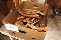 BOX OF WOODEN HANGERS