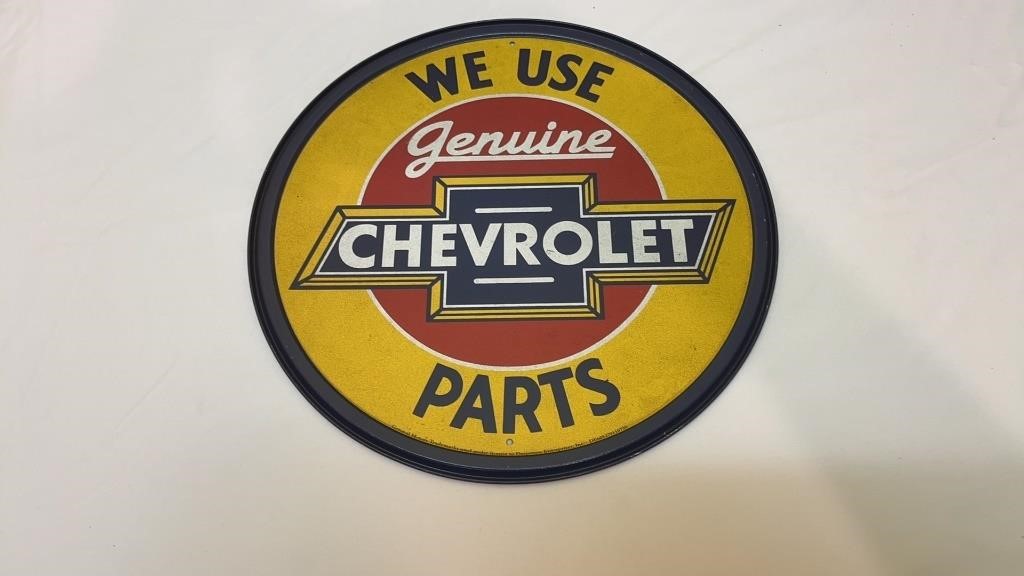 Chevy Round Genuine Parts Tin Sign