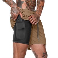 R5197  Inadays Men's Swim Trunks, Khaki, 3XL