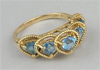 14K Gold & Blue Topaz Ring.