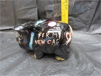 Vintage Pottery Pig Piggy Bank 6&3/4"