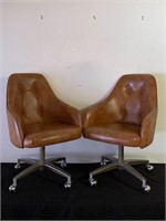 2 Brown MCM Rolling Chairs