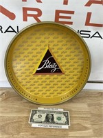 Vintage Blatz beer tin advertising tray measures