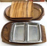 Lot of Mid-Century Wood Serving Trays.