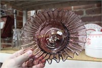 AMETHYST ART GLASS RUFFLED BOWL