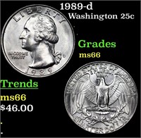 1989-d Washington Quarter 25c Grades GEM+ Unc