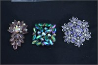 (3) COLORFUL RHINESTONE BROOCHES-ONE JOAN RIVERS