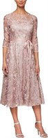 SIZE 6 ALEX EVENINGS WOMENS EMBROIDERED DRESS