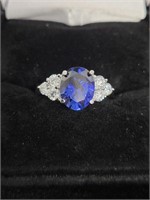 Sterling and CZ Sapphire Ring