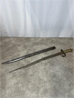 French Bayonet with metal sheath, marked with the