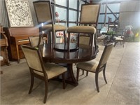 Round Dining Room Table 6 Chairs W/ Lazy Susan