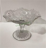 Vintage pedestal glass candy dish 4 1/4 inches