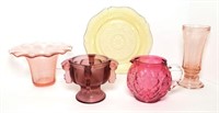 Colored Glass Bowls & Plate