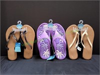 (3) Sun & Sky Women's Flip-Flops, Size 7-8