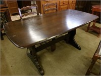 Dark Oak Rectory Table With Trestle Base