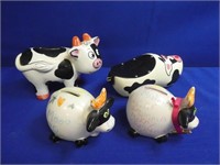 (4) Cow Piggy Banks