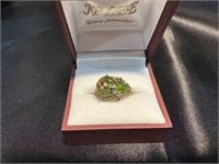 Vintage Ronte of Hollywood Jade Cluster Ring SZ 5