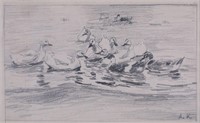 Attributed to Alexander Koester Drawing Ducks