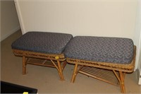 PAIR WICKER/RATTAN STYLE BENCHES